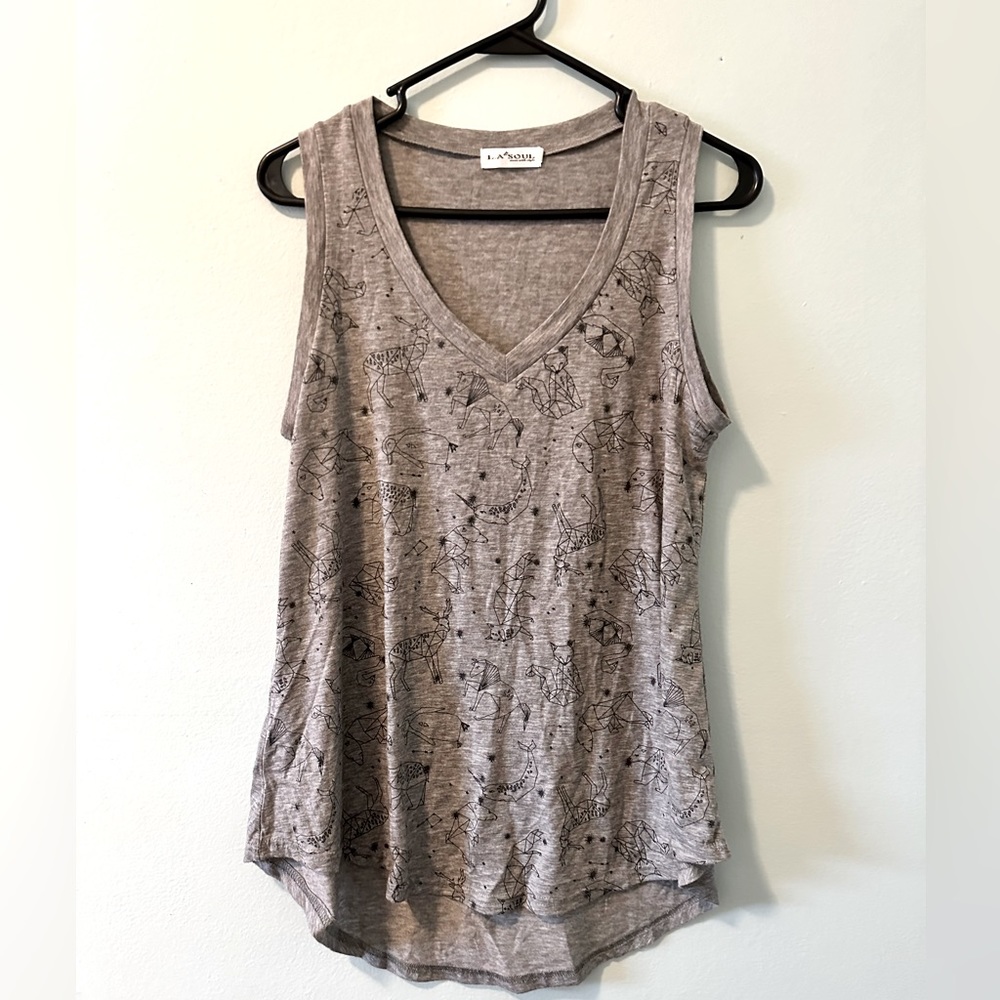 Flowy Geometric Animal Sleeveless Shirt